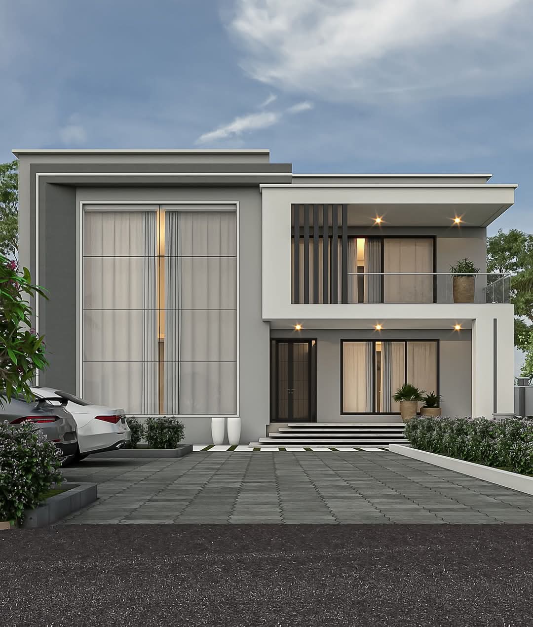 Modern residence with double-height glazing
